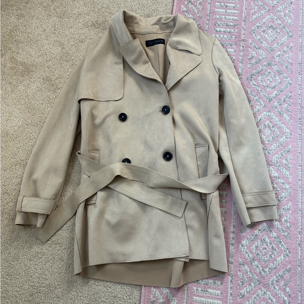 Zara Faux Suede Trench Coat